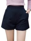 Women High Waist Floral Jacquard Two Pockets Padded Shorts