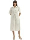UNITED COLORS OF BENETTON Spread Collar Schiffli Embroidered Shirt Dress