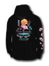 Society Flamingo Blossom Mens Hoodie - Black