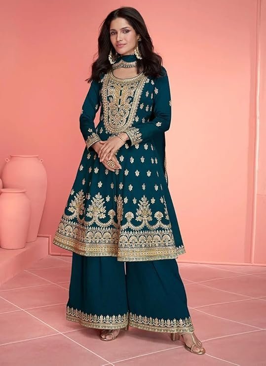 Miss Ethnik Women's Pink Vichitra Silk Stitched Top With Stitched Vichitra Silk Bottom and Vichitra silk Dupatta Full Sleeve Embroidered Straight Kurta - Image 4