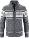 Cardigan Sweaters for Men,Mens Zipper Cardigan Sweater Mens Casual Slim Full-Zip Solid Thick Knitted Outerwear Winter