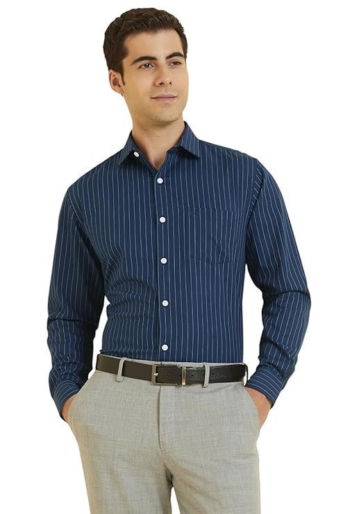 Allen Solly Men's Cotton Classic Fit Stripe Formal Shirt