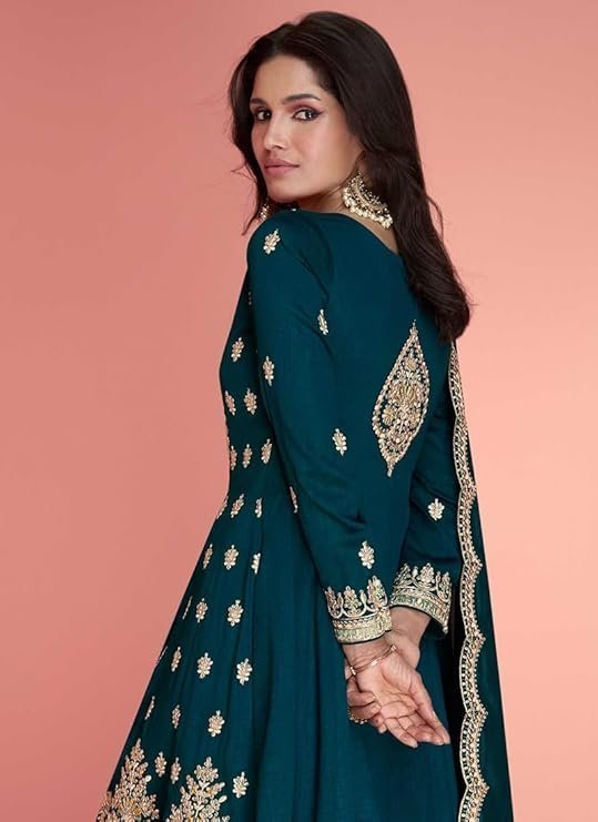 Miss Ethnik Women's Pink Vichitra Silk Stitched Top With Stitched Vichitra Silk Bottom and Vichitra silk Dupatta Full Sleeve Embroidered Straight Kurta - Image 3