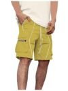 Men's Shorts Fashion Men's Pure Color Casual Straight Tooling Wind Cropped Trousers