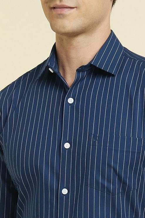 Allen Solly Men's Cotton Classic Fit Stripe Formal Shirt - Image 3
