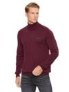 GUESS Maroon Polyamide Blend Solid Pullover Sweater