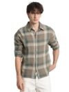 THE BEAR HOUSE Men's Brown Checked Relaxed Fit Cotton Casual Shirt