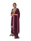 Women Embroidered Salwar Suit Set | Salwar Suit Fully Hand Work Embroidered | Punjabi Suit with Dupatta Set, Crepe with Polester Blend Fabric | Ethnic Wear & Stylish Suits | Maroon Color