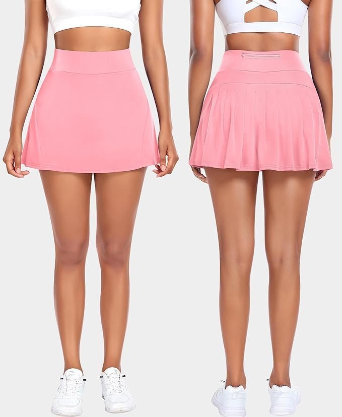 Pleated Tennis Skirts for Women High Waisted Athletic Golf Skorts with Pockets Shorts Running Workout Clothes, Light Pink, Small - Image 5