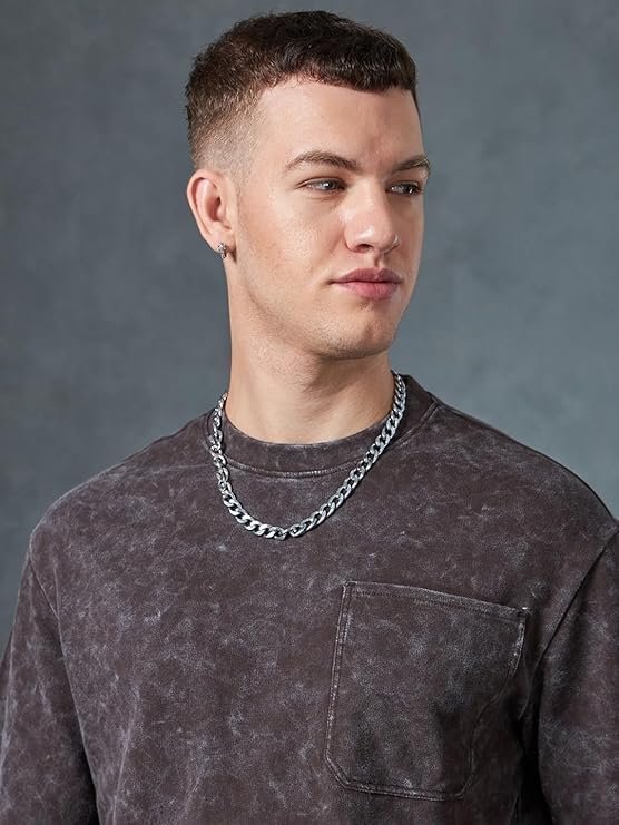 Bewakoof Heavy Duty 1.0 Men's Self Design Oversized Fit Half Sleeve Round Neck Terry Acid Wash Co-Ordinates T-Shirt - Image 3