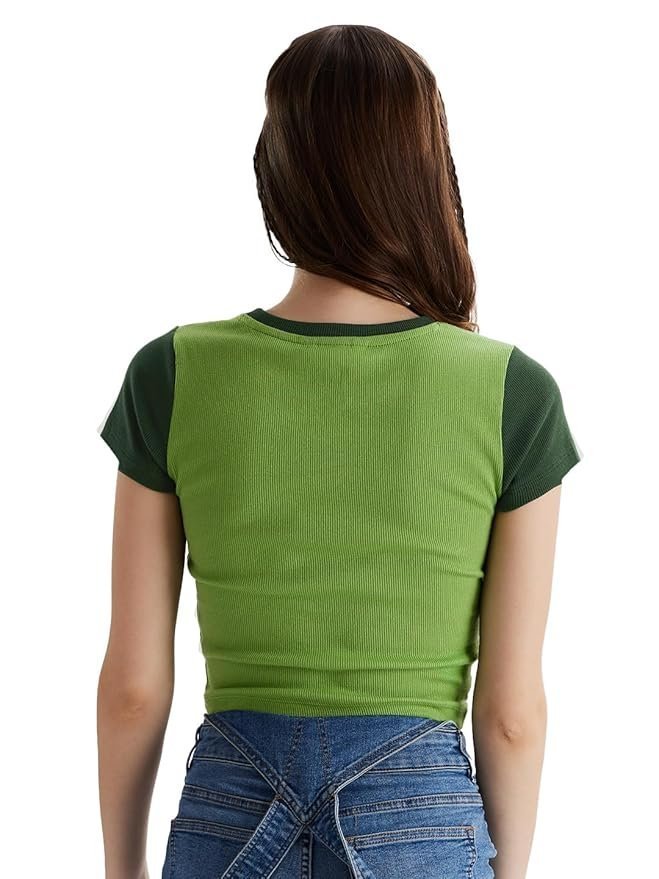 Womens and Girls Regular fit Graphic Printed Half Sleeve Cotton Multicolored Women Cropped Tops - Image 5