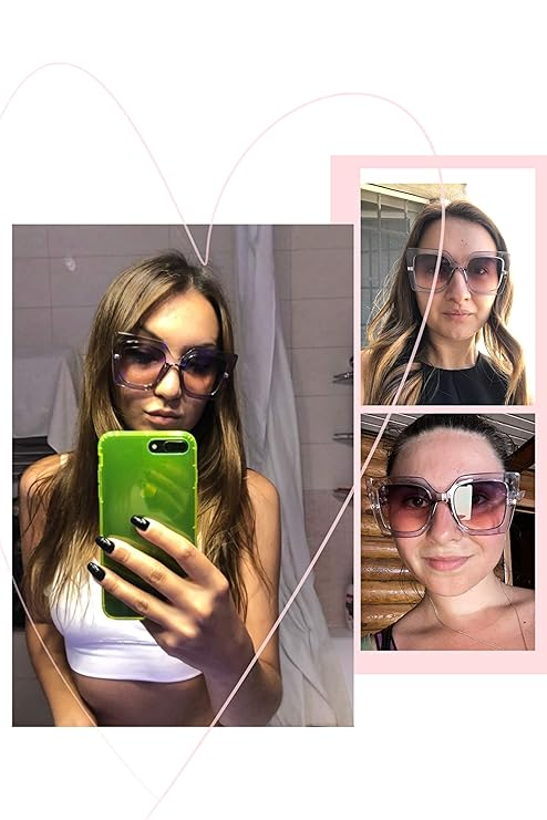 Karsaer Sunglasses Womens Trendy, Oversized Square Shades, Pearl Inlay Cat Eye Frame UV400 Protection E1051 - Image 4