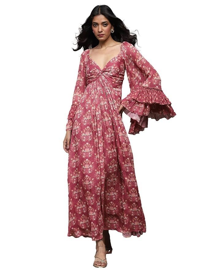 Ritu Kumar Pink Block Print Long Dress