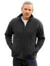 Men's Irish Wool Sweater, Full Zip, Front Pockets, Lined Interior, Gray