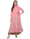BIBA Women Cotton Blend Anarkali Embroidered Kurta Suit Set