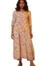 Aurelia Women White Floral Print Viscose Kurta Set with Trousers & Dupatta