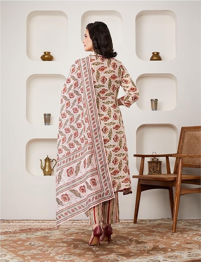 Myx Women's Printed Anarkali Kurta Pant Set with Dupatta - Image 6