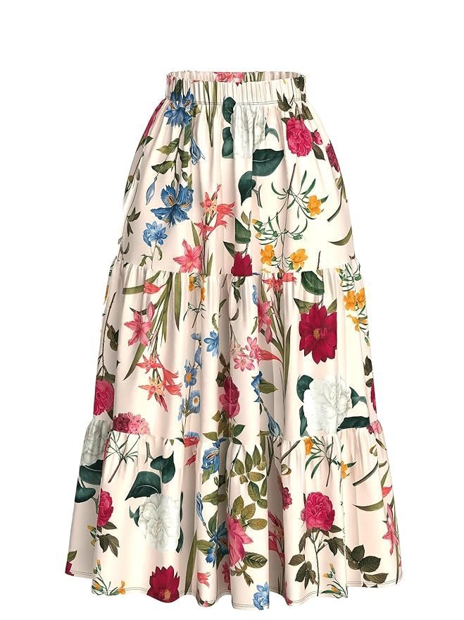 Floral Printed Western Summer Wear | Lightweight Soft Fabric | Casual & Festive Maxi Skirt - Image 5