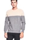 3VERY Men's Women's Unisex 100% Cashmere Cozy 2-Tone Round Neck